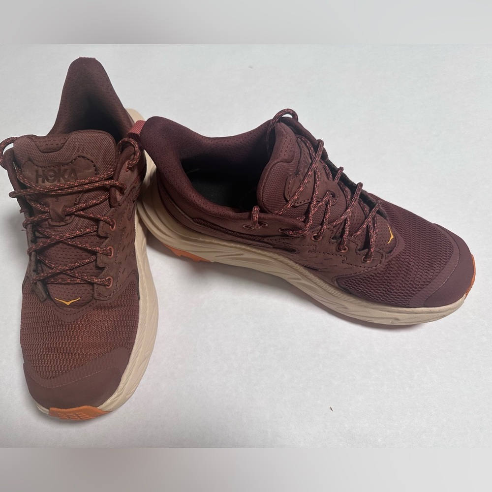 Hoka One One Women's Burgundy and Cream Athletic Running Shoes